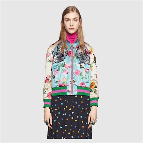 gucci rose print silk bomber|Gucci Rose Print Silk Bomber .